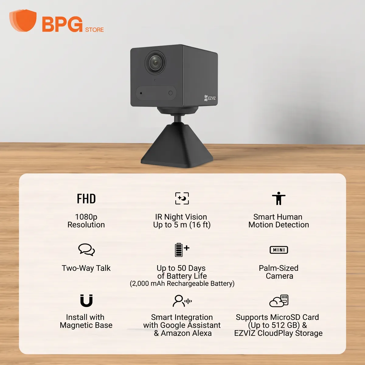 كاميرا واي فاي ذكية ثابتة داخلية – بطارية – EZVIZ CS-CB2-R100-2D2WFBK – صورة 4 – EZVIZ