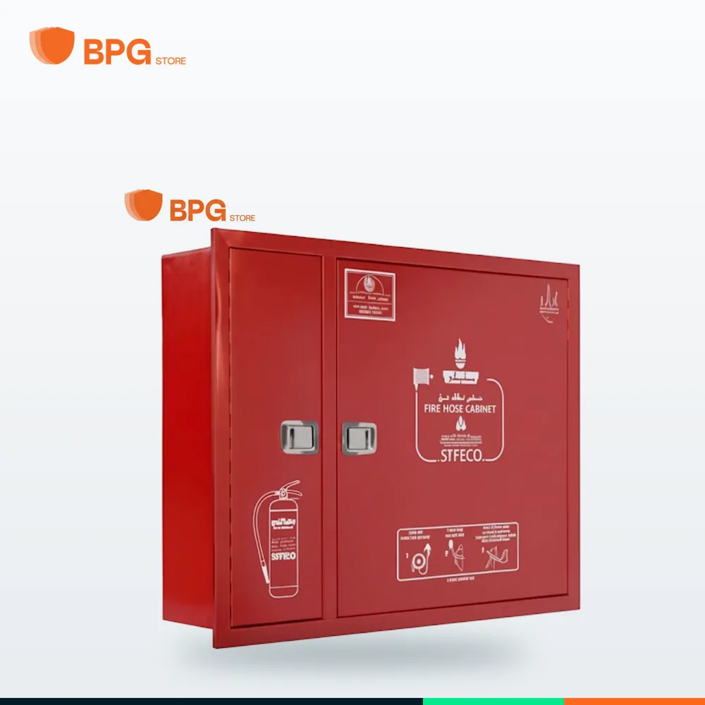 كابينة خرطوم حريق حمراء بابين – تركيب داخل الجدار – SFFECO SF600