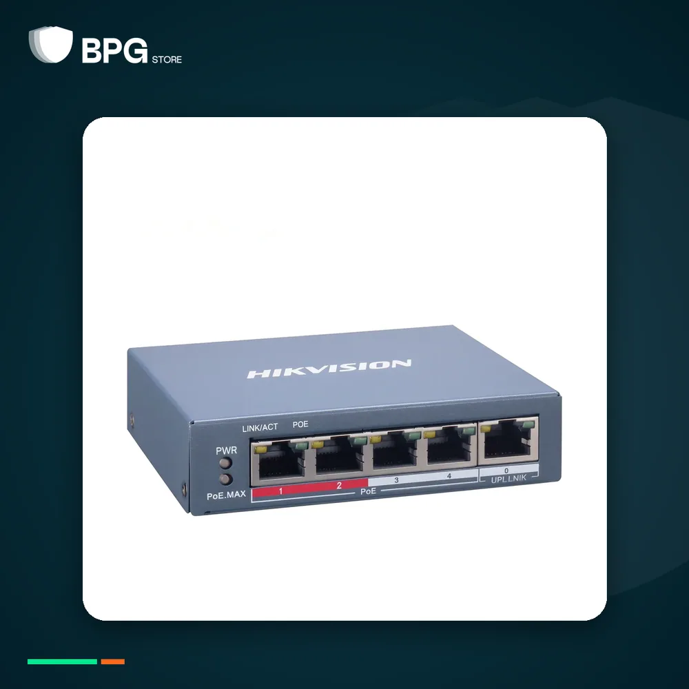 سويتش PoE 4 منفذ 10/100 – Hikvision DS-3E1105P-EI/M – بهوية BPG Store