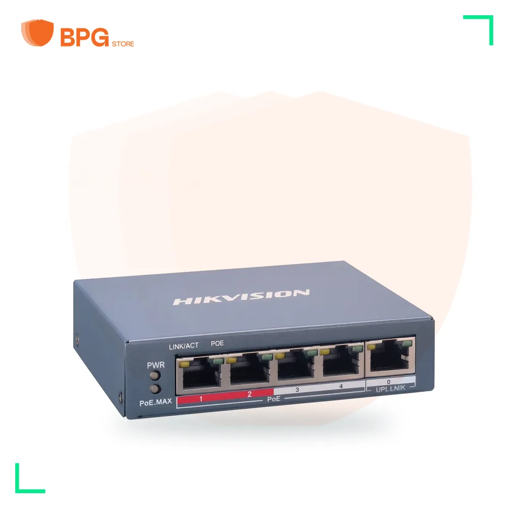سويتش PoE 4 منفذ 10/100 – Hikvision DS-3E1105P-EI/M – صورة عرض