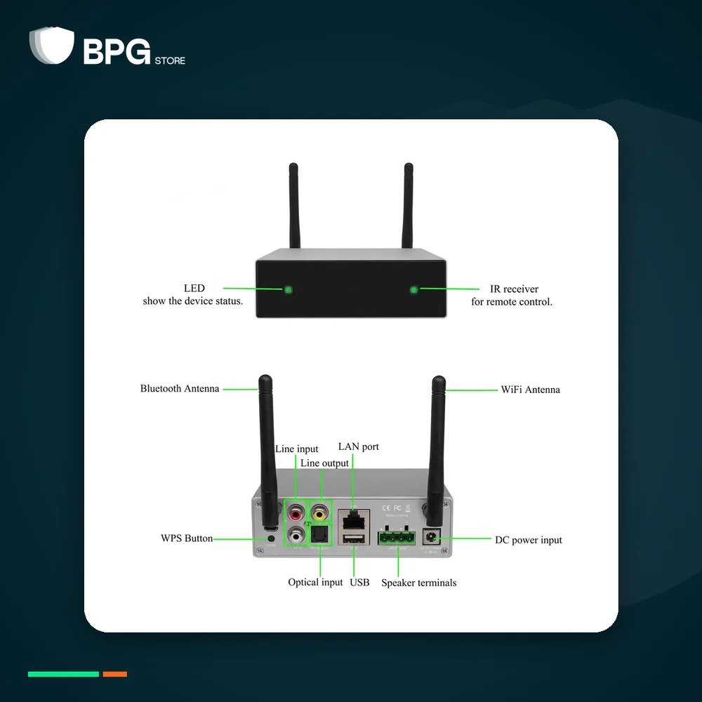 أمبليفاير ذكي لاسلكي Wi-Fi وبلوتوث – DSPPA DW0250 – بهوية BPG Store
