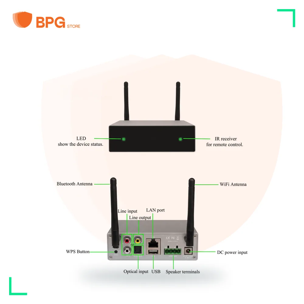 أمبليفاير ذكي لاسلكي Wi-Fi وبلوتوث – DSPPA DW0250 – صورة عرض