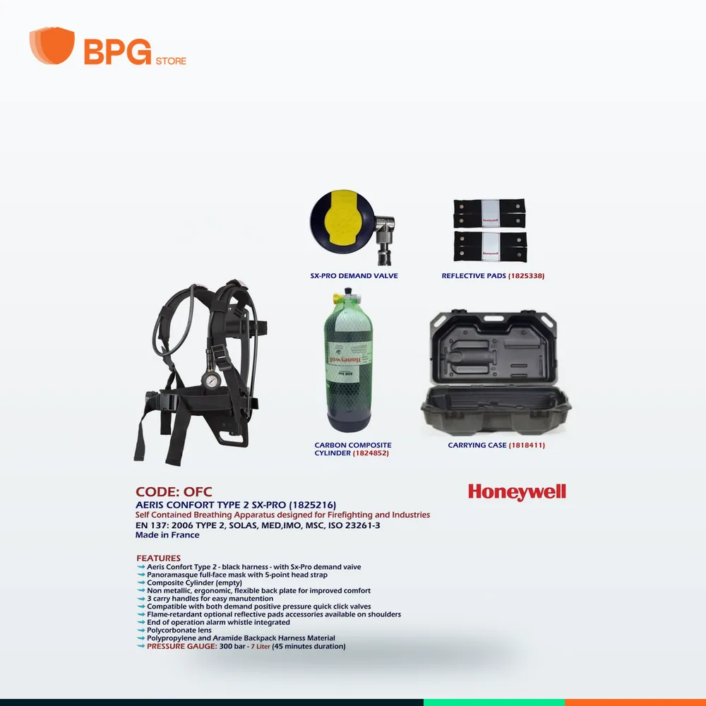 جهاز تنفس ذاتي لرجال الإطفاء AERIS Comfort Type 2 SX-PRO – Honeywell